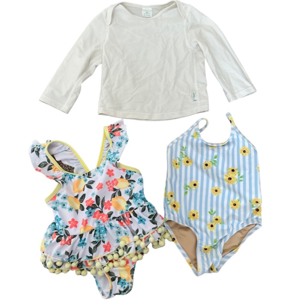 Bundle of 3 pieces girls swimsuits and coverup 12-18 months